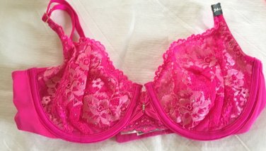 NWT Victoria's Secret Embellished Bra 34C Hot Pink Lace