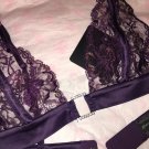 NWT Pleasure State Couture Unlined Lace Diamonds Purple Small