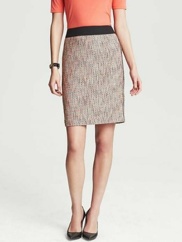 NWT Banana Republic Woven Tweed Skirt Blood Orange 14 Plus Size