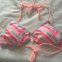 VICTORIA&acirc;��S SECRET Beach Soft Triangle Bikini Swim Top Large striped pink Coral