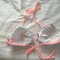 VICTORIA&acirc;��S SECRET Beach Soft Triangle Bikini Swim Top Large striped pink Coral