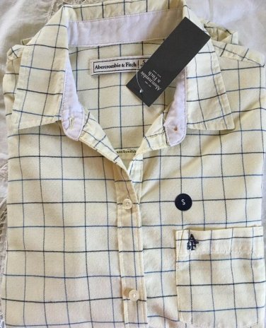 NWT ABERCROMBIE & FITCH A&F Oxford Light Yellow Stripe Button Down Shirt S