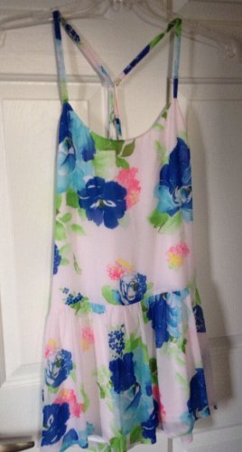 NWT Abercrombie & Fitch Mini White Dress S Floral Halter Cross-back Spring