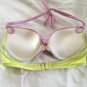 NWOT VICTORIA&acirc;��S SECRET Beach Push Up Bikini Swim Top Colorblock Yellow Purpl 32B