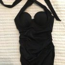 Victoria's Secret Tankini Top Ruched Black Convertible 32B Multi-way