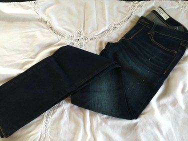 NWT Abercrombie & Fitch A&F Stretch Skinny Jeans Painted Denim Dark Wash 0 25