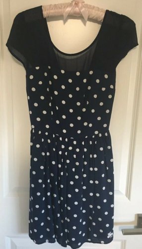 NWT Abercrombie & Fitch Polka Dot Dress Small Navy White Cocktail Low Back Retro