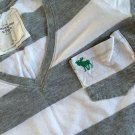 NWT Abercrombie & Fitch A&F Soft Striped Pocket Tee White Grey V-neck XS