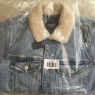 NWT Abercrombie & Fitch A&F Sherpa Collar Denim Jacket Medium Light Medium Wash