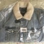 NWT Abercrombie & Fitch A&F Sherpa Collar Denim Jacket Medium Light Medium Wash