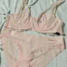 Victoria's Secret Angels Unlined Full Coverage Plunge Bra Tanga Set 34C M Pink