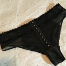 NWT Victoria's Secret LUXE Sexy Liquid Satin Mesh Velvet Black M Mid Rise Cheeky
