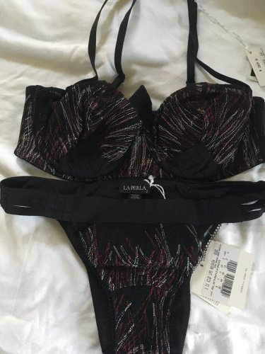 NWT La Perla Strapless Demi Cup Bra Cheeky Tanga Lot 36B S Bamboo Bandage $425