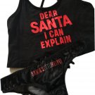 NWT RARE Victoria’s Secret Med Crop Tank Small Garter Pom Pom Bikini Black