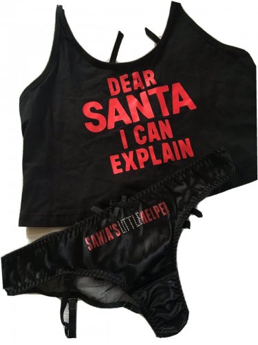 NWT RARE Victoria&acirc;��s Secret Med Crop Tank Small Garter Pom Pom Bikini Black