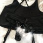 NWT RARE Victoria’s Secret Med Crop Tank Small Garter Pom Pom Bikini Black