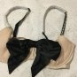 Victoria's Secret Unlined Embellished Satin Bow Balconette Bra Tanga set 34D M
