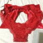 Victoria's Secret Unlined Satin Bow Balconette Bra Ouvert Set 32DD M L