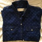 NWT Abercrombie & Fitch Polka Dot Sheer Airy Long Sleeve Button-up Shirt M Blue