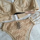 NWT Victoria's Secret Sheer Unlined Plunge Bra + Tanga set 32C M