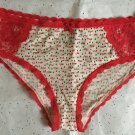 Rare HTF Victoria’s Secret Satin Smooth No Show Hiphugger Panty L White Red Lace