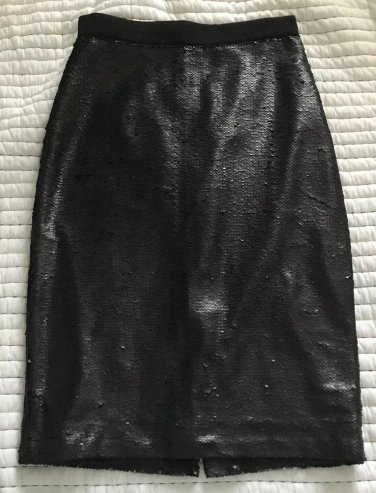 NWT Banana Republic Champagne Black Full Two Way Sequin Pencil skirt 0 $158+