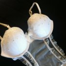 Victoria's Secret Sexy Padded Push Up Embellished Daisy Apron Babydoll White 36B