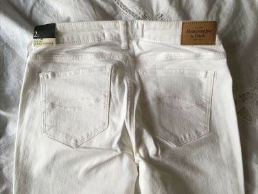Abercrombie & Fitch The A&F Super Skinny High Rise Jeans Denim White 2 Long 26