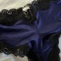 Rare Vintage Victoria’s Secret Silky Satin Cheeky Panty S blue Lace VS Logo
