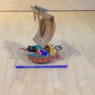 Vintage Hand Carved Miniature 1950s Wood Boat - Japan *