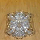 Vintage Clear Pressed Glass w/Gold Trim Candy/Nut /Relish/Dish 6" x 5" *