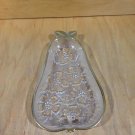 Vintage Pear Shaped Floral Glass Candy Relish Dish *
