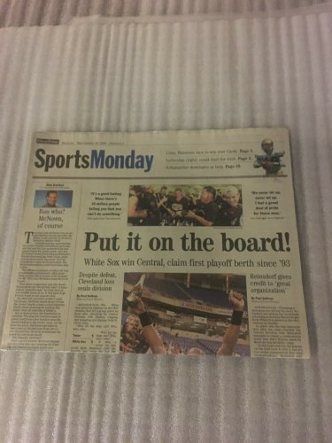 Chicago Tribune Newspaper "Put It On The Board"  White Sox September 25, 2000