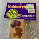 Teddy Bear flying away with three balloons rubber stamp mounted on wood S-41*