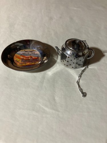Mini VintageTea Pot Infuser & Million Dollar Pier St. Petersburg Florida L-438