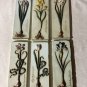 VINTAGE 6 PLANT WALL HANGINGS HANDCAST RESIN PLAQUE RAISED 6" x 2.5"