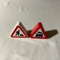 Lego Duplo  Brick Triangle Road Sign with Construction Worker & Train Sign L-51
