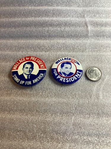 Wallace For President 2 Lot Pinback Button Presidential Campaign Election B-124