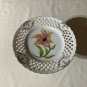 VINTAGE 1950'S LACE HAND PAINTED CERAMIC PEDESTAL DISH - MADE IN JAPAN *