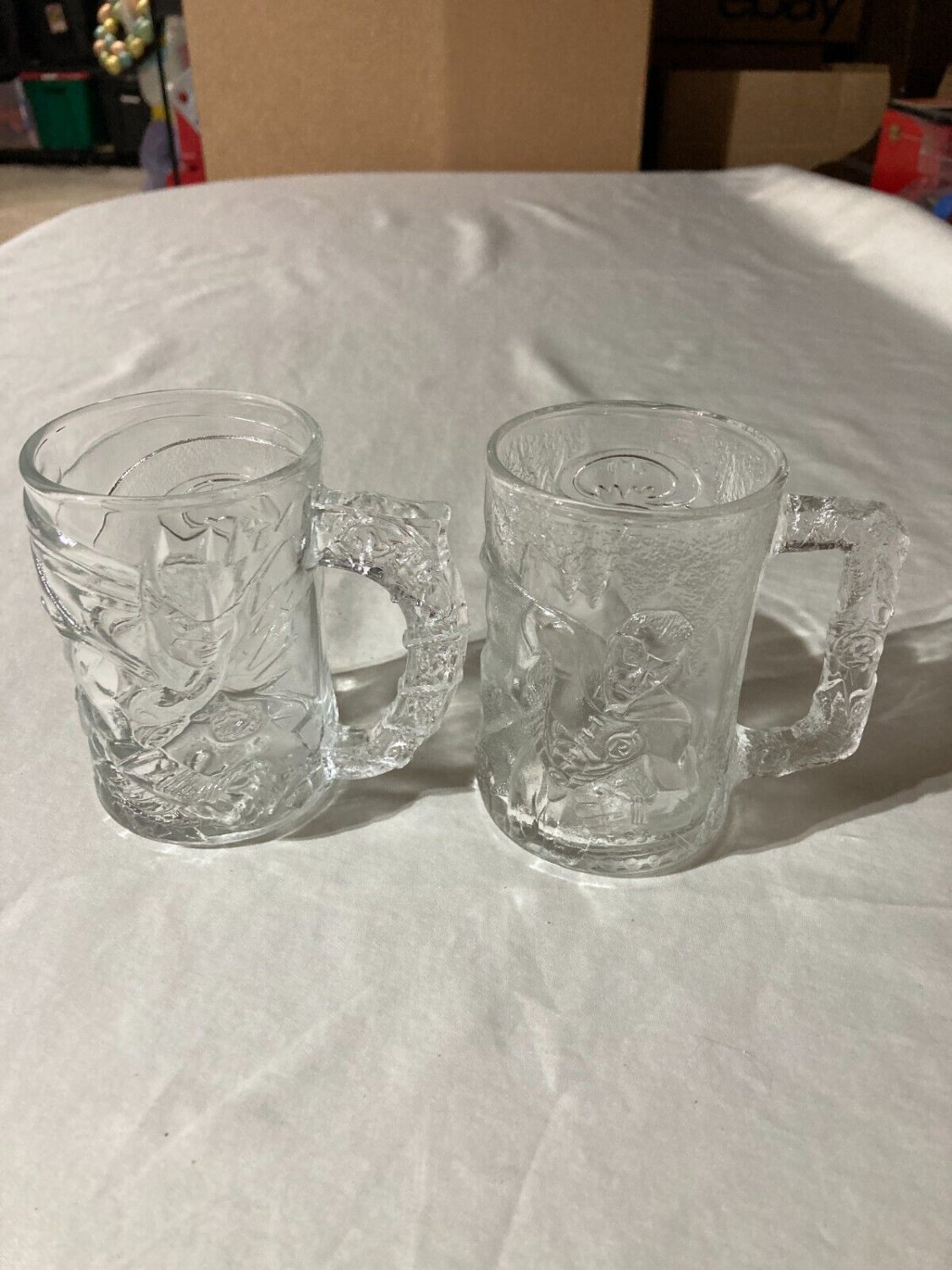 McDonalds BATMAN FOREVER Glass Cups / Mugs BATMAN and ROBIN Set of (2) 1995
