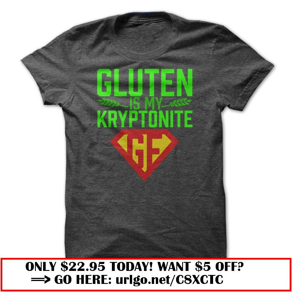 gluten is my kryptonite parody gluten-free celiac t shirt