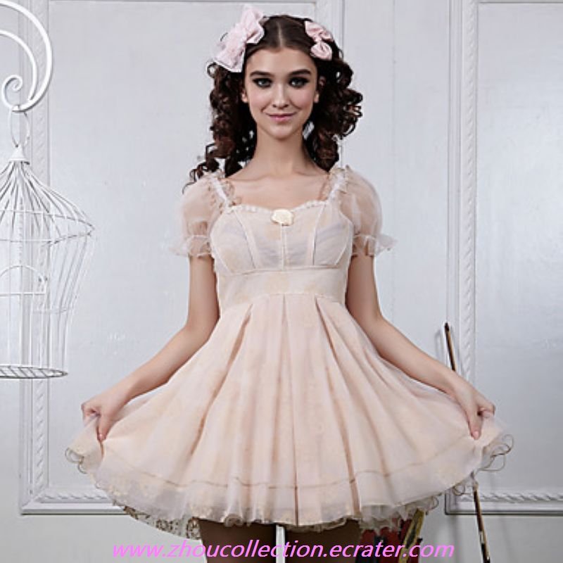Floverscoming High-waisted Style Short Sleeve Sweet Lolita Dress(FREE ...