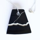 Black Vinyl Record Pendant Cracked w White Vinyl