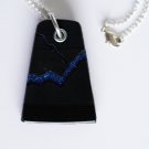 Black Vinyl Record Pendant Cracked with Blue Sparkle
