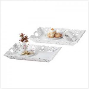 Carved Leaf Tray Set
