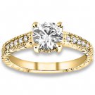 0.33 ctw 14k Yellow Gold Natural I-J Color, VS - SI Clarity, Accent Diamonds Engagement Ring