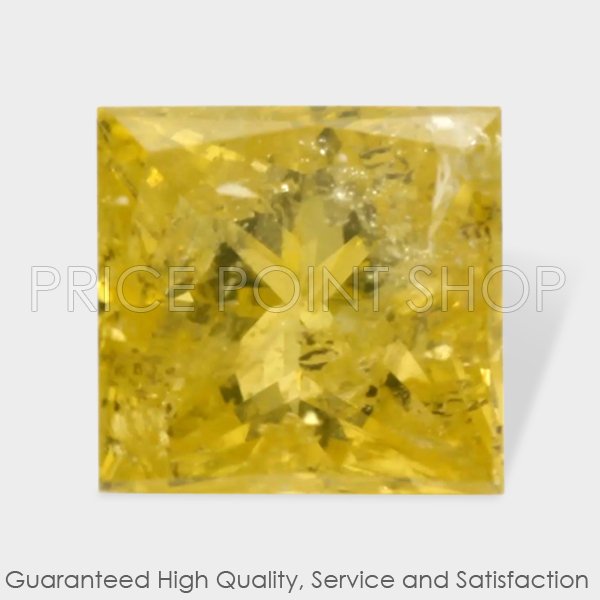 0.28 ctw, 3.58 x 3.42 mm, Canary Yellow Color, I2 Clarity, Princess Cut Diamonds
