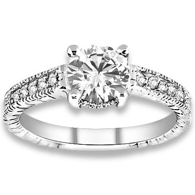 0.33 ctw 14k WG Natural H-I Color, SI Clarity, Accent Diamonds Engagement Rings