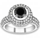1.56 ctw 14k WG AAA Black, Accent G-H Color, I1 Clarity Diamonds Engagement Rings