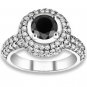 1.56 ctw 14k WG AAA Black, Accent G-H Color, I1 Clarity Diamonds Engagement Rings